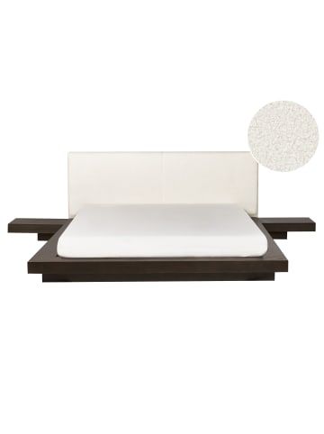 Beliani Doppelbett ZEN in Braun/Weiß - (W) 308 x (H) 86 x (L) 229 cm