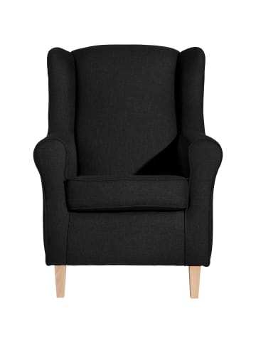 58 aufm Kessel OHRENSESSEL Karlen Bezug Flachgewebe Buche natur / schwarz