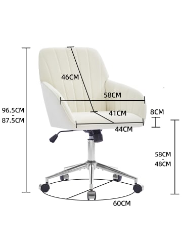ABRIHOME Buerostuehle in Weiß ergonomisch Sitzhöhe 50-59 cm 360 Grad drehbar
