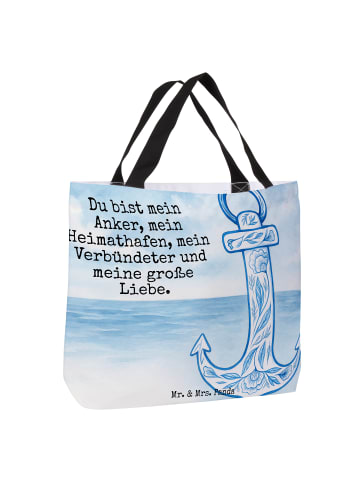 Mr. & Mrs. Panda Shopper Anker Blau Design mit Spruch in Weiß