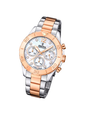 Festina Analog-Armbanduhr Festina Boyfriend silber, rosé mittel (ca. 39mm)