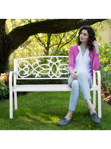 relaxdays Gartenbank in Weiß - (B)124,5 x (H)78 x (T)58 cm