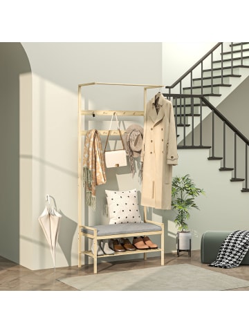 HOMCOM Garderobe-73,5L x 34B x 171H cm-Naturholz