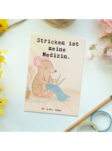 Mr. & Mrs. Panda Grußkarte Maus Stricken Design mit Spruch in Weiß