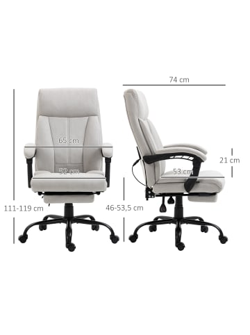Vinsetto Massage-Bürostuhl-65L x 74B x 111-119H cm-Hellgrau