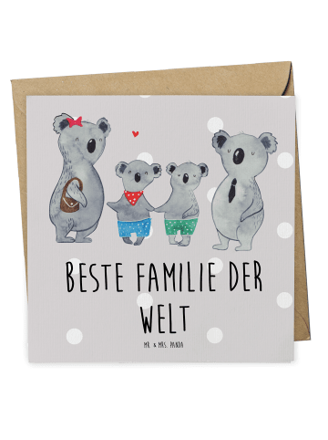 Mr. & Mrs. Panda Deluxe Karte Koala Familie zwei mit Spruch in Grau Pastell