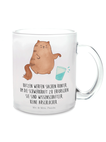 Mr. & Mrs. Panda Pott Katze Wasserglas mit Spruch in Transparent