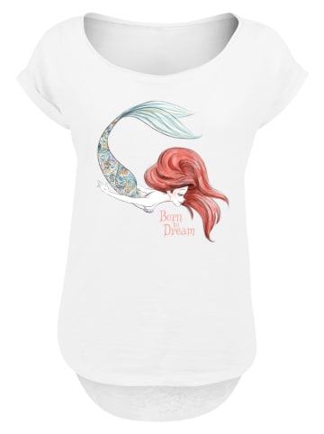 F4NT4STIC Long Cut T-Shirt Disney Arielle die Meerjungfrau Born To Dream in weiß
