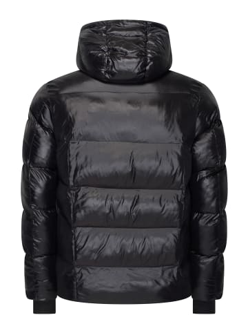 Rusty Neal Warme Herren Steppjacke Puffer Winterjacke mit Kapuze in Glanzoptik in Schwarz