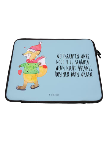Mr. & Mrs. Panda Laptop Tasche Fuchs  Schlittschuhe mit Spruch in Eisblau