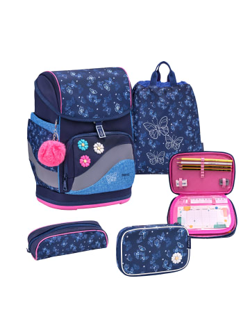 Belmil Premium Schulranzen-Set 5tlg. Smarty Plus "Sapphire" Blau mit Brustgurt