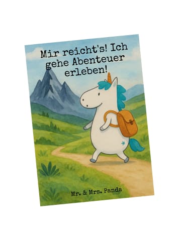 Mr. & Mrs. Panda Grußkarte Einhorn Bergsteiger Design mit Spruch in Weiß
