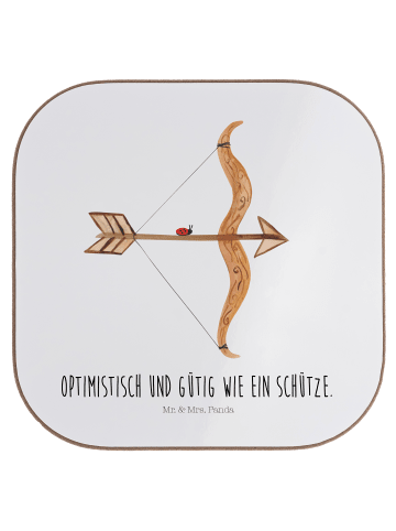 Mr. & Mrs. Panda Tischuntersetzer Sternzeichen Schütze mit Spruch in Weiß