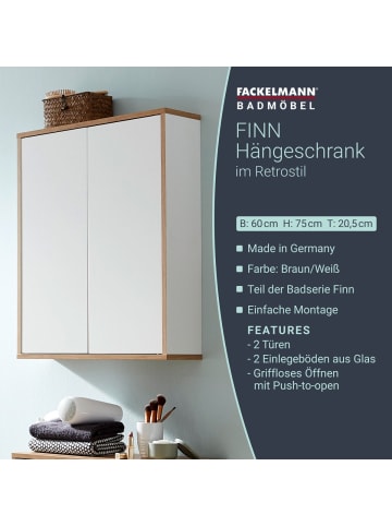 Fackelmann Doppel-Hängeschrank FINN in hellbraun-60(B)x75(H)x20,1(T)cm