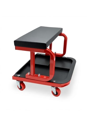 relaxdays Werkstatthocker in Schwarz/Rot - (B)36,5 x (H)37 x (T)38 cm