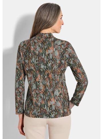 GOLDNER Bedrucktes Jersey-Shirt, Langarm in graugrün / gemustert