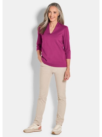 GOLDNER Shirt Elegantes Basic-Shirt mit V-Ausschnitt in beere