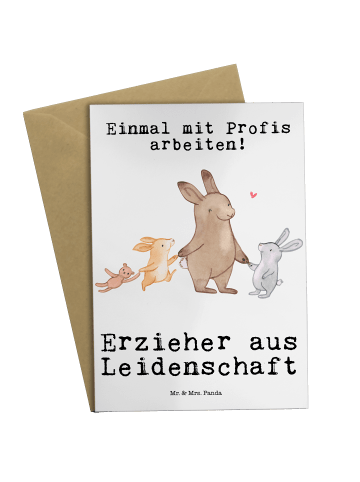 Mr. & Mrs. Panda Grußkarte Erzieher Leidenschaft mit Spruch in Weiß