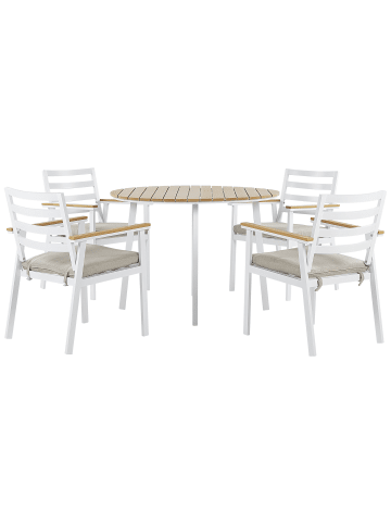 Beliani 5-tlg Gartentisch Set CAVOLI in Weiß/Beige/Braun
