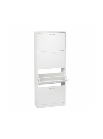 relaxdays Schuhschrank in Weiß - (B)60 x (H)152 x (T)24 cm