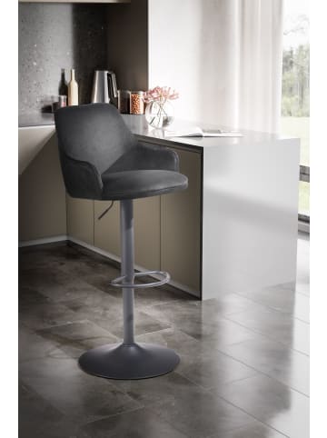 FineBuy Barstuhl in Schwarz / Samt / 45x45x106