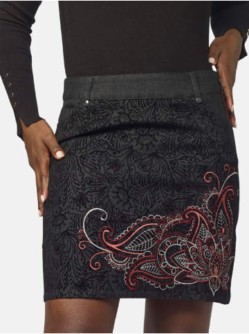 KOROSHI ROCK MIT STICKEREI UND FLOCK in schwarz