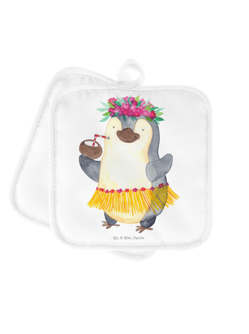 Mr. & Mrs. Panda 2er Set Topflappen  Pinguin Kokosnuss ohne Spruch in Weiß