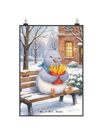 Mr. & Mrs. Panda Wandbild Taube Winter Pommes Design ohne Spruch in Weiß