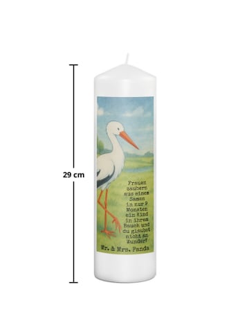 Mr. & Mrs. Panda Kerze Mit Spruch Storch Design mit Spruch in Weiß