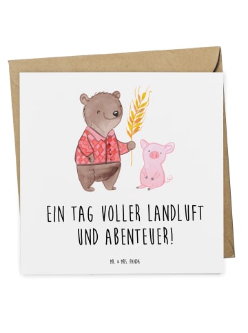 Mr. & Mrs. Panda Gutschein Einen Tag auf dem Bauernhof mit Spruch in Weiß