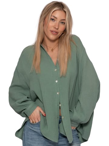 SASSYCLASSY Musselin Blusen Set in Hellgrün-Hellbeige