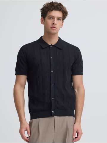 CASUAL FRIDAY Strickpoloshirt Kurzarm Knopfleiste Struktur in Dunkelblau