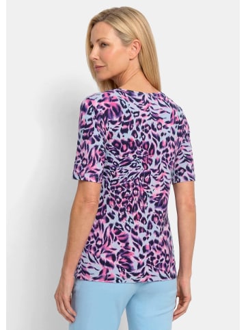 GOLDNER Kurzgröße:  Jersey-Shirt mit Animal Print in hellblau / pink / gemustert
