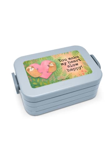 Mr. & Mrs. Panda Frischhaltedose Faultiere Herz Design mit Spruch in Blau Pastell