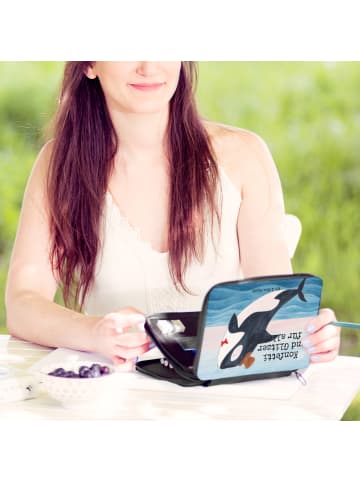 Mr. & Mrs. Panda Menschrmäppchen Orca Zylinder Design mit Spruch in Weiß