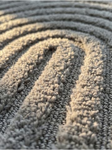 KADIMA DESIGN Hochflorteppich 3D Bögen Boho Waschbar Wohnzimmer in Silber