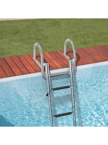 COSTWAY Poolleiter 4 Stufen mit Handlauf in Silber