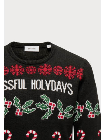 Only&Sons Pullover 'XMAS REG 5 ALLOVER' in schwarz