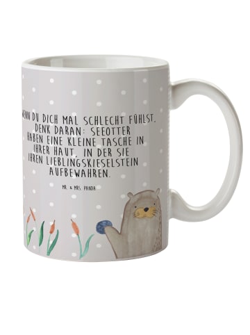 Mr. & Mrs. Panda Kindertasse Otter Stein mit Spruch in Grau Pastell