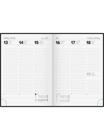 BRUNNEN Buchkalender 796 A5 1 Woche/2 Seiten Karton schwarz 2026
