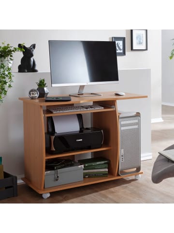 KADIMA DESIGN Computertisch GRASSE rollbar Buche 90 x 71 x 50 cm mit in Sonoma