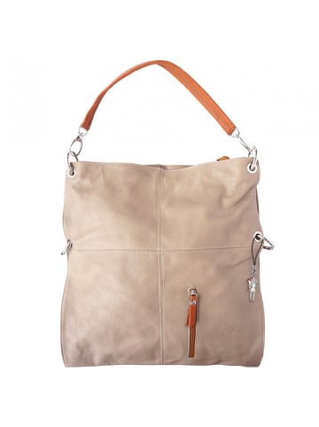 Florence Florence Schultertasche, Beuteltasche Leder braun, helltaupe, tan ca. 37cm