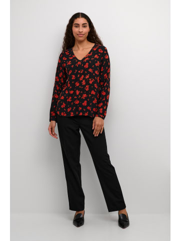 Kaffe Langarm-Bluse KAamber in Black_Red Flower Print