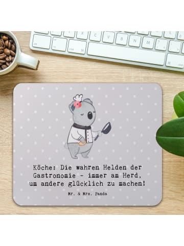 Mr. & Mrs. Panda Maus Pad Koch Helden mit Spruch in Grau Pastell
