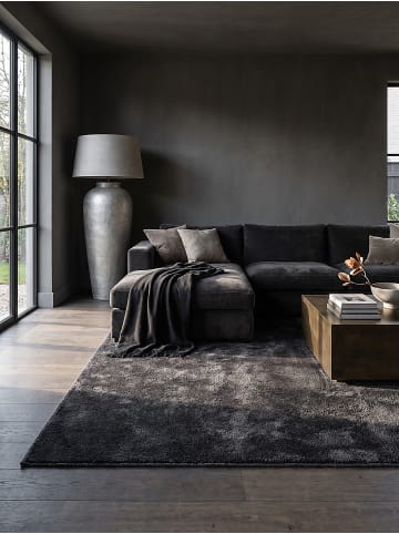 KADIMA DESIGN ZINAL Teppich Hochflor Anthrazit 200x290 Uni Polyester Wohnzimmer in Anthrazit