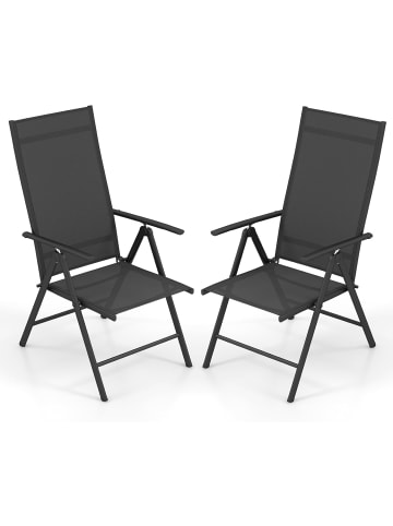 COSTWAY 2er Set Gartenstühle Hochlehner in Schwarz