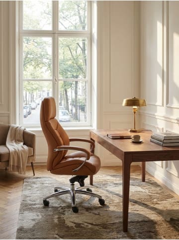 KADIMA DESIGN Chefsessel aus Leder, Multiblockwippmechanik, bis 120 kg Belastbarkeit in Beige