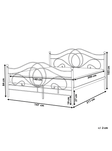 Beliani Doppelbett LYRA in Weiß - (W) 147 x (H) 103 x (L) 211 cm