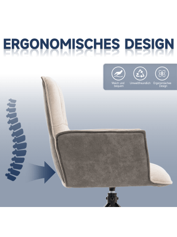 Home Nature Wohnkonzept Essstuhl aus Cord quadratisch 360° drehbar in Beige 50x47x92 cm