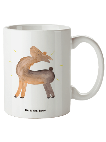 Mr. & Mrs. Panda Keramiktasse Lama Stolz ohne Spruch in Weiß
